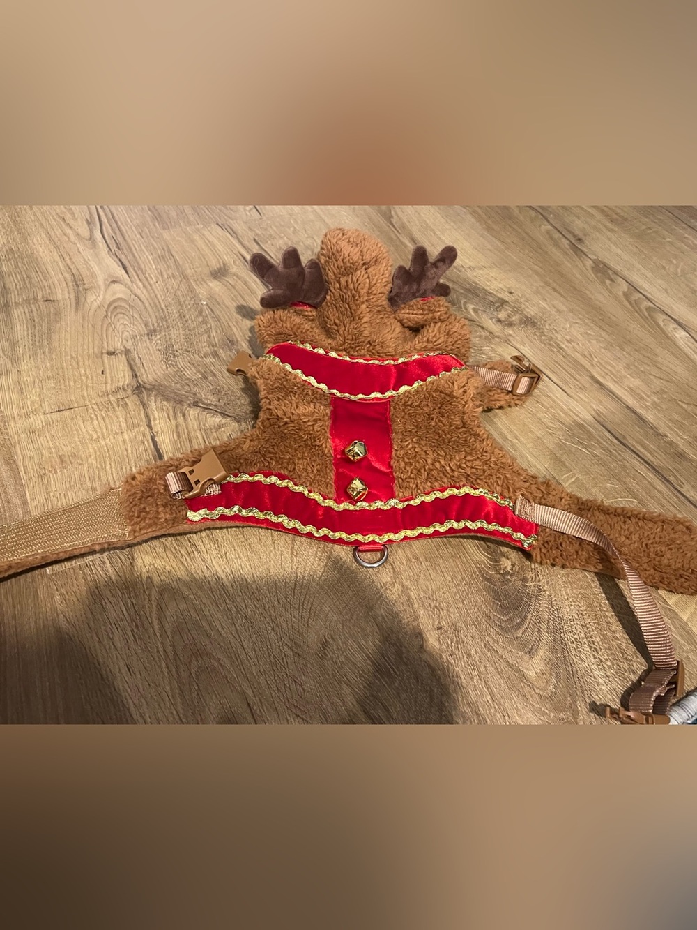Brown Reindeer Costume Harness with Red Trim l Small